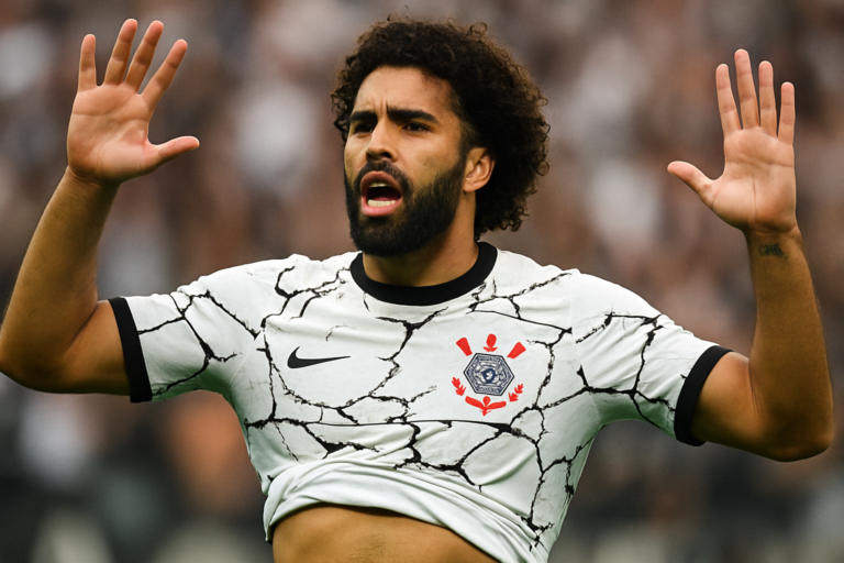 Representação visual com yuri alberto revela estômago, relacionando-se ao Corinthians e apelo por apoio da Fiel.