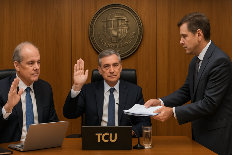 Capa ilustrativa: tcu recua aprova contas, Banco Central e liquidação do Banco Master, sem textos.