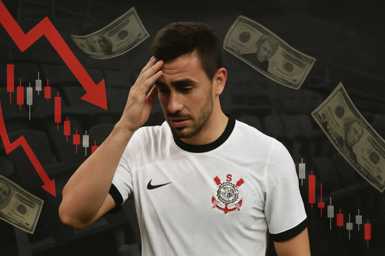 Capa horizontal 16:9 ilustrando crise financeira corinthians atinge novo patamar com foco em dinheiro e dívidas